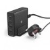 Hama - 73183376 - 65 Watt Charging Station, UK Cable, 4-Way (2x PD USB-C, 2x USB-A), black
