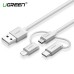 UGREEN 3-IN-1 USB2.0-A MULTIFUNTION CABLE WITH BRAID 1.5M SILVER WHITE 50203