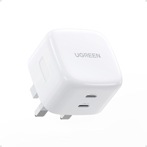 UGREEN 65W 2 PORT GANX DUAL USB C PD FAST CHARGER WHITE 60623