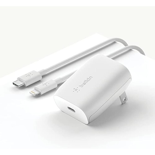 Belkin 20W PD USB-C Home Fast Charger with USB-C to Lightning 1.2m Cable (UK Plug)