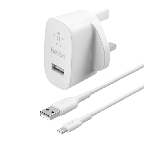 Belkin BOOST CHARGE™ USB-A Wall Charger 12W + 1M USB-A to Lightning Cable, White