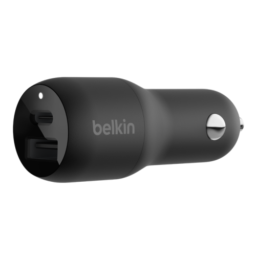 Belkin 37W Dual USB PD PPS Universal Car Charger (25W USB-C & 12W USB-A). 25W max power output for Samsung, and 20W max for iPhone 14/13 series