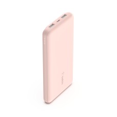 Belkin 10K Power Bank with USB-C 15W, Dual USB-A, 15cm USB-A to C Cable, Pink