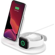 Belkin BOOST CHARGE 3-in-1 Wireless Charger for Apple iPhone, Apple Watch, and AirPods - White